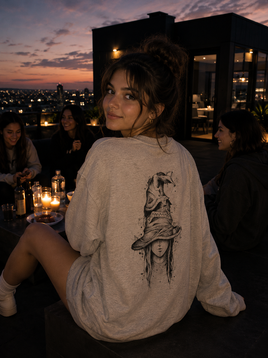 Witchcraft Skull Graphic Crewneck Sweatshirt