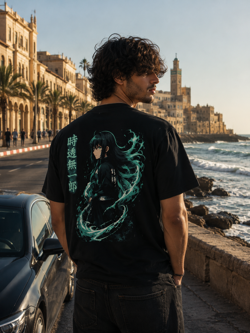 Anime Demon Slayer T-Shirt — Dark Green Spirit Warrior Graphic Tee